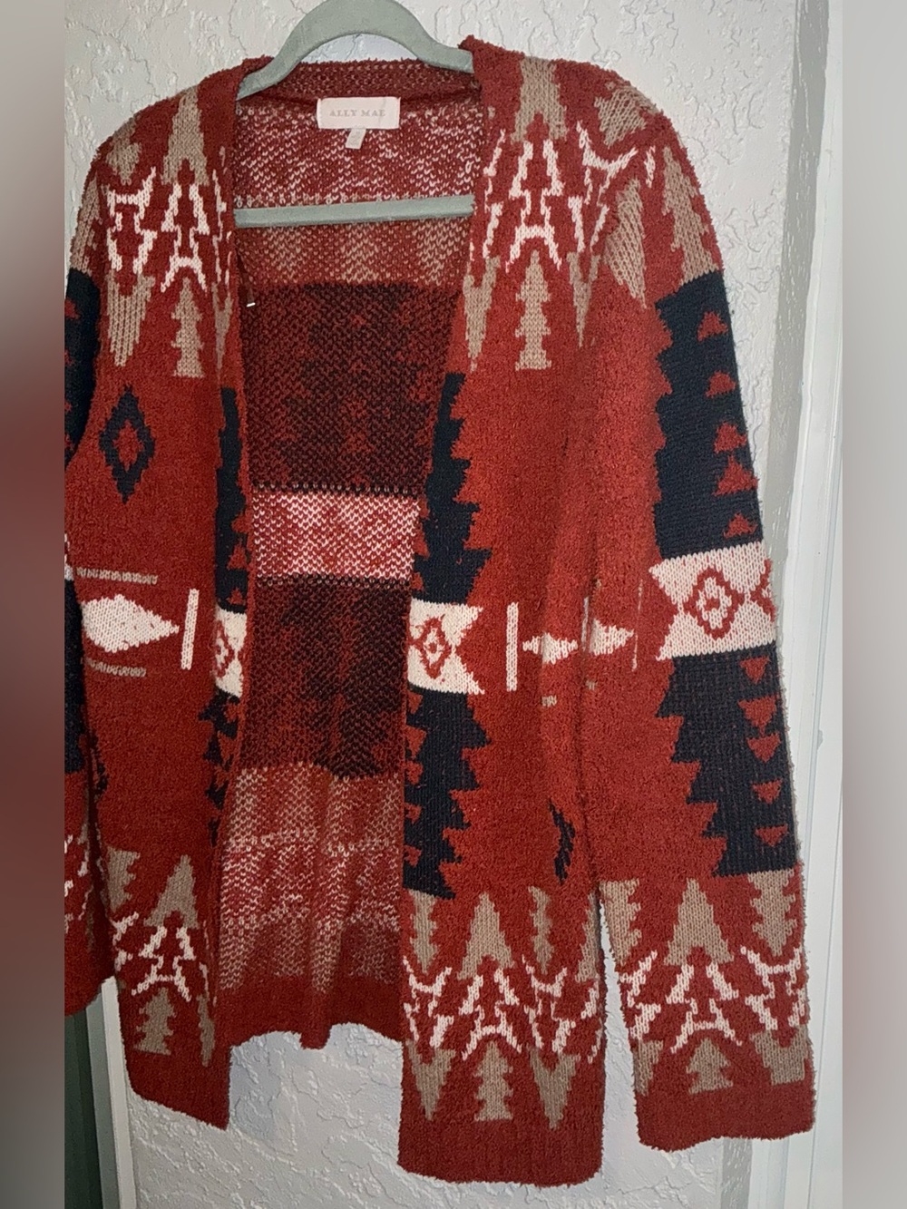 Ally Mae Patterned Open-Front Cardigan Sweater - Picture 3 of 8